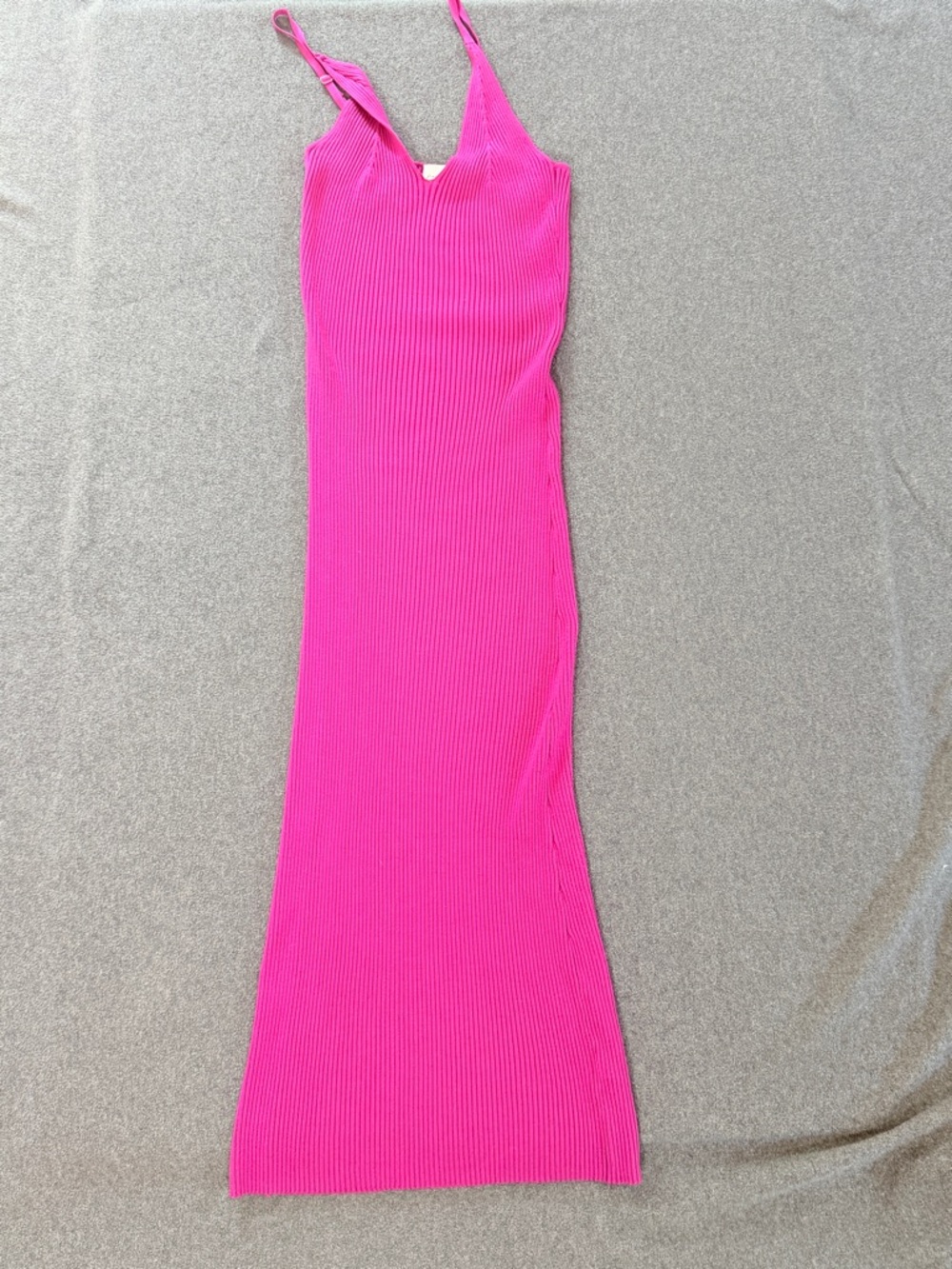 Fuchsia Ribbed V‑Neck Maxi long Dress semi-formal fitted women’s small sexy - Picture 5 of 7
